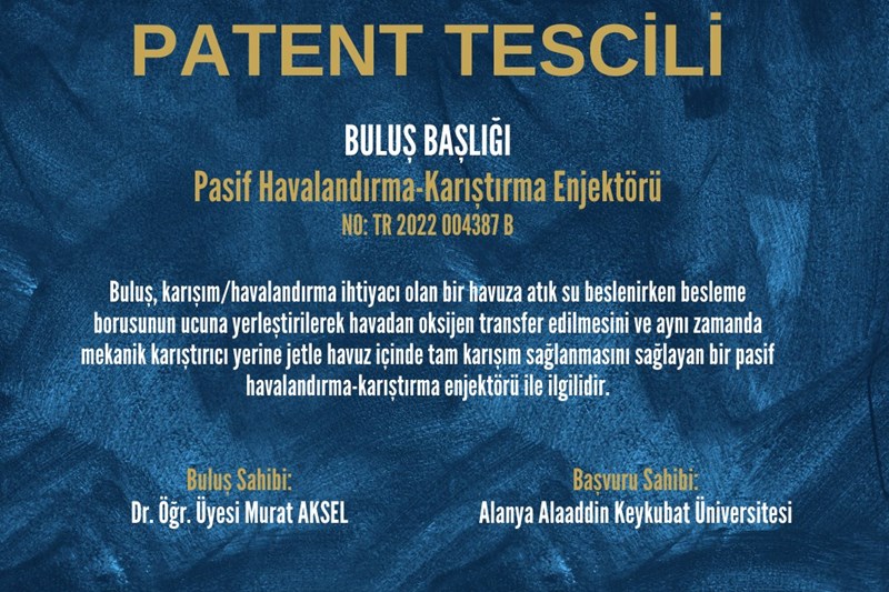 Dr. Öğr. Üyesi Murat AKSEL'den Bir Patent Tescili Daha!