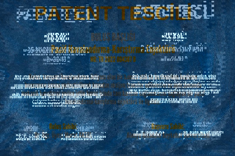 Dr. Öğr. Üyesi Murat AKSEL'den Bir Patent Tescili Daha!